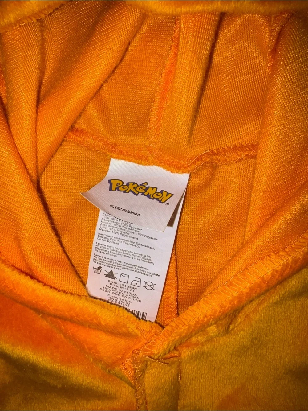 Pokemon Orange and Yellow Hooded Charizard One-Piece Bodysuit